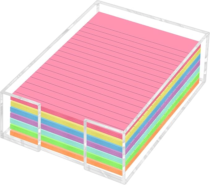 Acrylic Sticky Note Holder - 4 x 6 Inch Post It Note Holder, Crystal Clear Sticky Note Dispenser for Dorm Room Home and Office Acrylic Desk Organizer