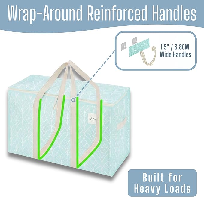 VENO 10 Pack Heavy Duty Moving Bags, Extra Large Storage Bags with Reinforced Handles & Strong Zippers, Foldable & Reusable Moving Box Alternative for Clothes & Dorm Storage