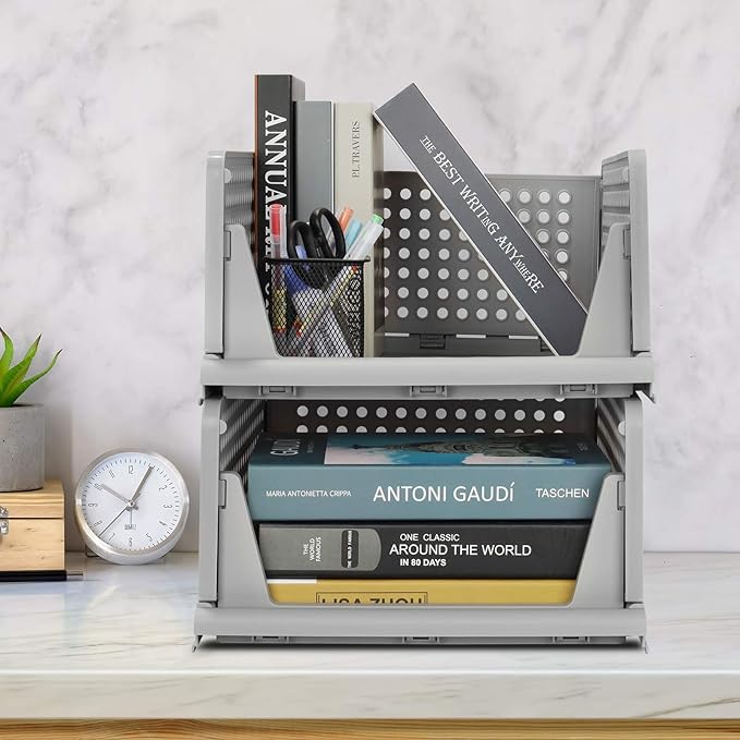 4-Pack Folding Wardrobe Storage Box Plastic Drawer Organizer Stackable Shelf Baskets Cloth Closet Container Bin Cube Home Office Bedroom Laundry Pull Out Drawer Dividers for Clothes,Toys Organization
