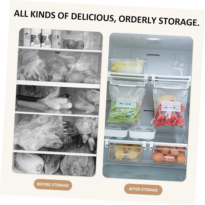 STOBAZA 10pcs Material Fridge Seal Bag Rack Sturdy Hanging Vacuum Storage Bag Holder for Fridge Organizer Pockets