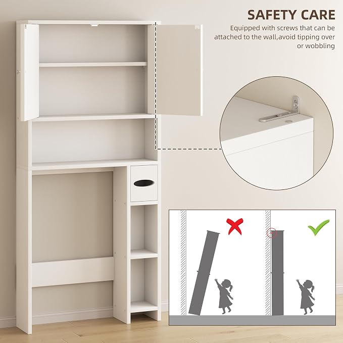 Shintenchi Over the Toilet Storage Cabinet, Bathroom Storage Cabient, White