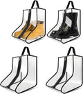 CiBiZi 4Pack Black Boot Bags Organizer for Travel Waterproof Cowboy Boots Bag Portable Shoe Travel Bag for Women Hangable Ski Boot Bag Dust-free Tall Boot Storage Bag（Clear）