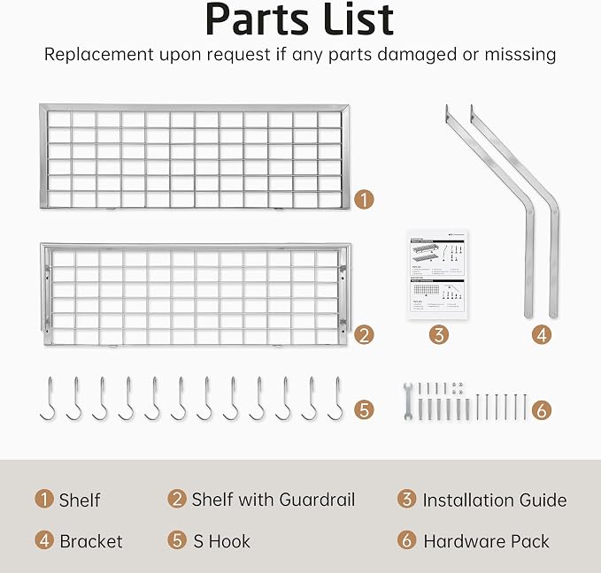 KES 30-Inch Silver Gray Pot Rack Wall Mounted, 2-Tier Hanging Pot and Pan Organizer with 12 Sturdy Hooks, Kitchen Wall Hanger Shelves Modern, KUR215S75B-SG