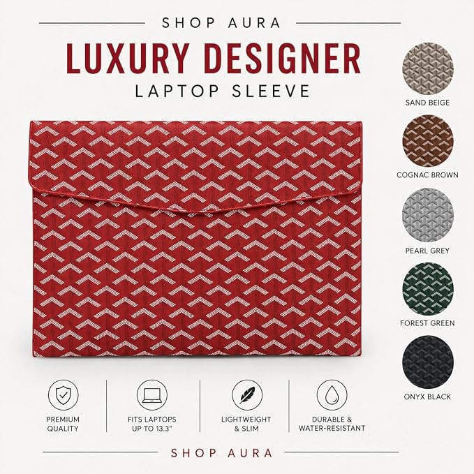 Designer A4 Padfolio Document Organizer Sleeve – Fits A4 Paper, MacBook, iPad & Tablets – Magnetic Closure, Slim & Scratch-Resistant – Ideal for Office, School, Students & Professionals (Red)