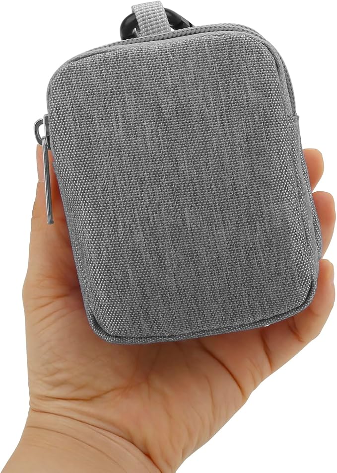 E-Tree Coin Purse with Carabiner Clip, Dual Layer Card Case Holder, Mini Pouch for AirPod Earphone Keychain USB Cable,Wallet, Small Accessories Organizer Bag for Women and Men (Grey)