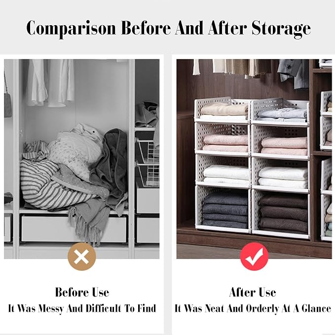 Closet Pull-Out Basket,Pull Out Drawer Organizer Containers Storage Bin,Stackable Shelf Baskets Organizer,for Bedroom Office Bathroom(13.38 x 17.71 x 10.23in)