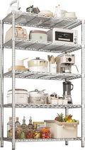 ROOMTEC 5-Tier Wire Shelving Unit,40" W*16" D*72" H,Max Load 2000 lbs | Garage Shelves, Adjustable Storage Rack, Heavy Duty Metal Shelf for Kitchen, Pantry, Laundry, Basement