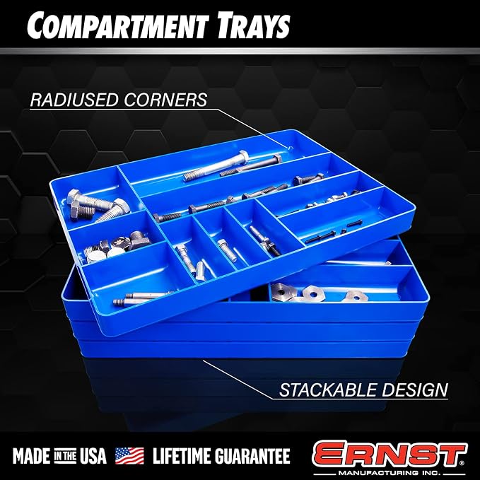 Ernst Manufacturing Tool Garage Organizer Tray, Orange, 10-Compartments