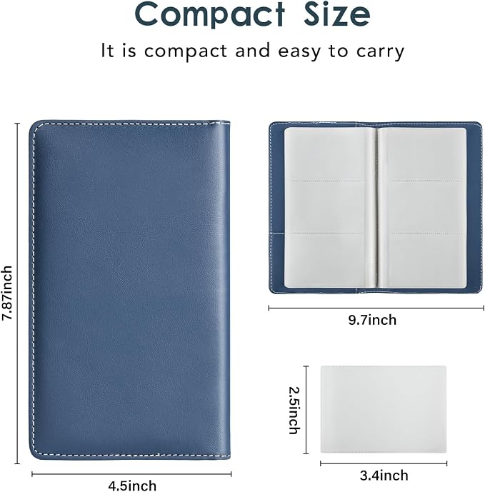Leather Professional Business Card Holder Organizer Book - 300 Card Capacity Premium PU Folder with Soft Cover, Name Card Credit Cards Binder for Men/Women, Dark Blue