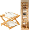 Foldable Shoe Rack, Tier No-Assembly Bamboo Rack, 2026 New Portable Bamboo Corner Shoe Rack, Multifunctional Narrow Shoe Shelf for Entryway, Closet, Corner, Bedroom (2 Layers)