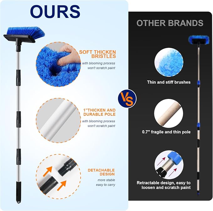 EVERRUSH 62" Car Wash Brush Mop with Long Handle Soft Bristle Scrub Car Washing