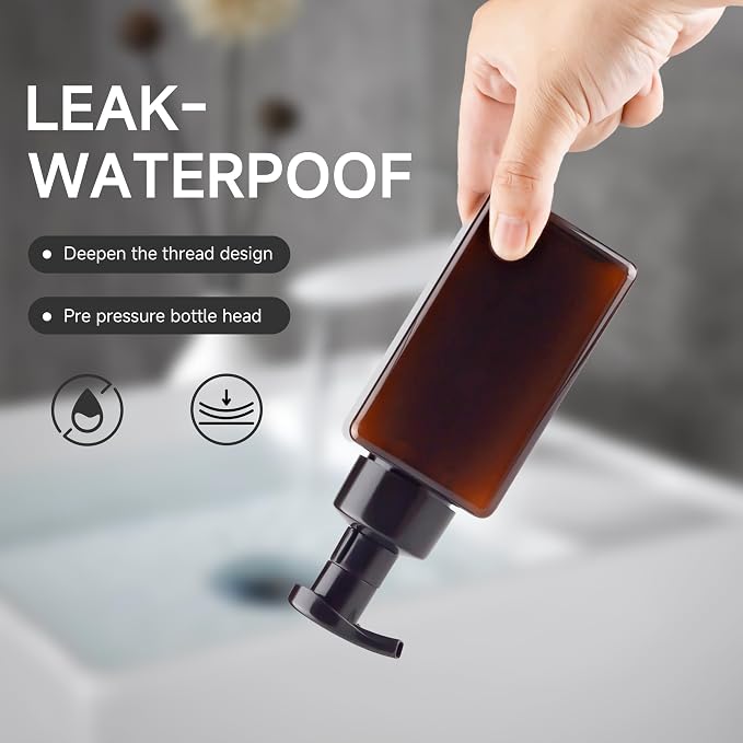 15OZ Foaming Soap Dispenser, 2-Pack Plastic Hand Soap Dispenser, Refillable Leakproof Foam Pump Bottle with Waterproof Labels, for Shampoo, Body Wash