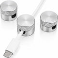 3PCS Premium Cord Holder for Nightstand, Computer Cord Organizer for Desk, Appliance Cord Organizers, Stick-On Cable Clip for Charger, Laptop, USB, Headphones, Wire Management Set, Silver