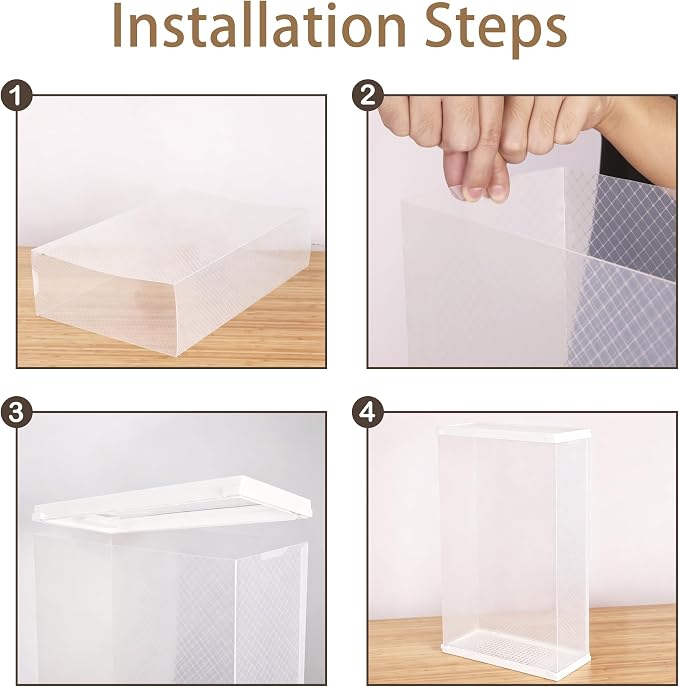 8 Pack Stackable Shoe Storage Boxes, Plastic Shoe Organizer Drawers Bins for Closet, Ventilated Shoe Containers with Lids for Sneakers, Heels and Boots, Clear