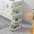SPACELEAD Slim Storage Cart 4 Tier,Bathroom Organizer Rolling Utility,Mobile Shelving Unit Slide Out for Office, Kitchen, Laundry Room & Narrow Places，Green
