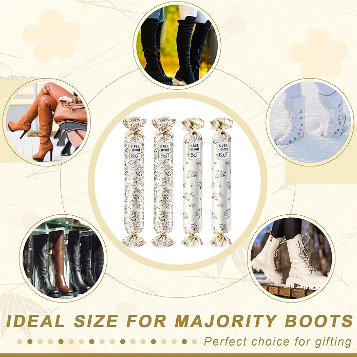 Maiteenly 2 Pairs Boot Shaper Stands with 8 Labels Cotton Tall Boot Inserts for Closet Organization