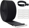 YMCRLUX 2" x32ft Reusable Cinch Strap with 20 Metal Buckles, Cut-to-Length Fastening Securing Straps, Adjustable Nylon Cable Straps and Cord Ties for Organizer or Storage, 2 inch Wide, Black