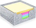 Rouidr Acrylic Sticky Note Holder, Self Stick Note Pad Holder, Silver | 3.94 x 3.94 Inch Glitter Memo Pad Dispenser Organizer for School Office Home Desk Supplies