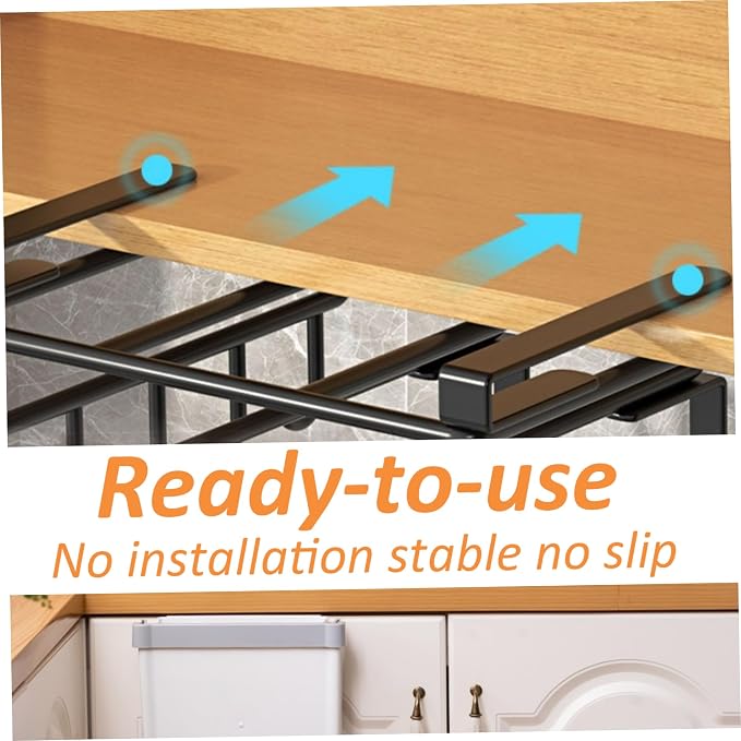 Cutting Board Organizer, Under Cabinet Cutting Board Holder Metal Cutting Board Organizer Space Saving Under Shelf Chopping Board Holder Cutting Board Rack Pot Lid Holder 10.4x11.8x2.4'' Black