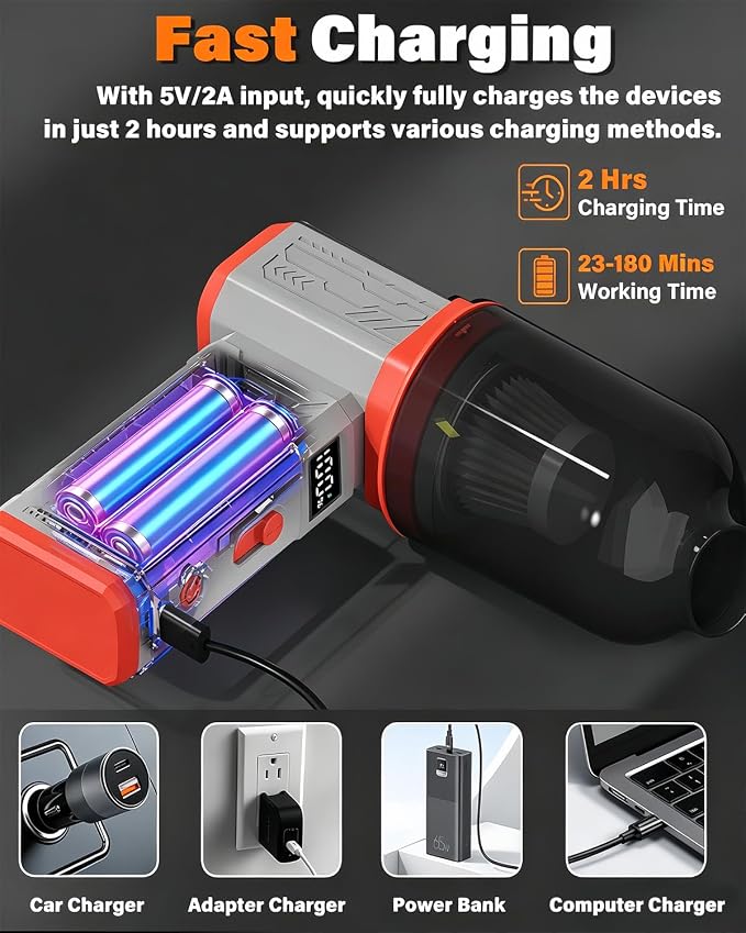 FT08 Compressed Air Duster, 1-10 Stepless Speed Adjustable | Powerful Electric Dust Blower with Display , 130000RPM Brushless Motor, Jet Fan for Keyboard PC Car Outdoor, Gray, 2-in-1