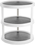 Yesland 3 Tier Lazy Susan Turntable - 12'' Round Tiered Rotating Kitchen Spice Organizer and Non-Skid Organization Storage Container - Tiered Tray for Fruit, Snacks, Cosmetic, Pantry, Bathroom(Grey)