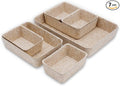 Welaxy Office Drawer organizers felt storage bins Shallow Small Desk trays Draw dividers Nordic Lifestyle Natural Scandinavian-chic style 7-piece (Oatmeal)