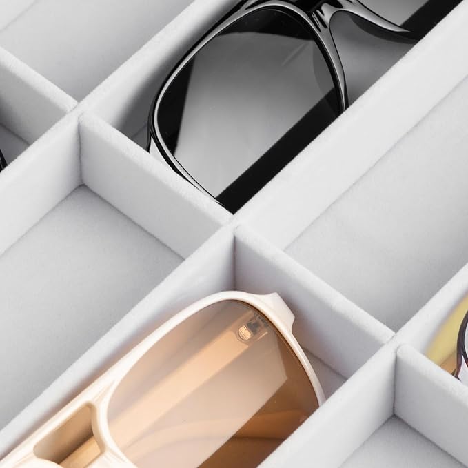 Frebeauty 8-Slot Sunglass Organizer,Velvet Sunglass Holder for Drawer | Vanity Glass Holder,Sunglass Case For Multiple Sunglass,Sunglass Tray,Glass Storage,Sunglass Box for Women,Eyeglass Organizer