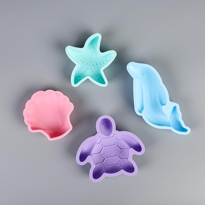 BLUE GINKGO Silicone Beach Toys - Modern Travel Friendly Set | Bucket, Shovel, 4 Sand Molds, Beach Bag | Sand Toys for Toddlers, Kids - Pink