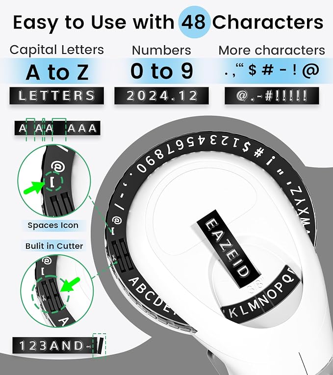 Embossing Label Maker Machine with Tapes, Manual Embossed Label Maker Retro, Vintage Embosser Labeler 3/8 Inch 9mm 3D Waterproof-Labels for Scrapbooking Supplies Kids DIY Craft Home School Use