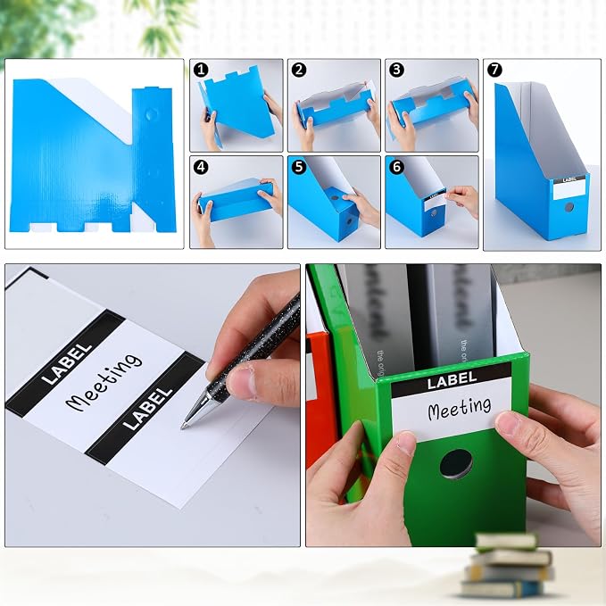Geyee 50 Pcs Cardboard Magazine Holder Magazine File Holder Magazine Storage Box Document Magazine File Organizer with 50 Pcs Labels for School Office Home Supplies (Multicolor)