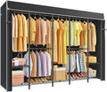 ULIFHOME H50C Extra Large Clothes Rack with Cover, Freestanding Portable Closet, Covered Clothing Racks for Hanging Clothes, Heavy Duty Garment Rack, Wardrobe Closet with Black Cover Max Load 1350 Lbs
