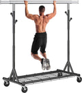 Gewudraw Clothes Rack Heavy Duty 530 LBS Capacity, Portable, Foldable,Black | Rolling Clothing Rack With 4" Wheels, Shelf, Hooks, Adjustable, Collapsible, Garment Rack for Wardrobe,Bedroom, Laundry Room
