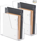 CiWiVOKi Vertical File Holder, PET Desk Organizer, Multi-purpose Plastic Document Storage Bins for Magazines, Binders, Notebooks, Envelopes, 2 Pack