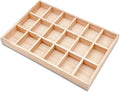 The Display Guys - Stackable Jewelry Tray and Organizer - for Drawers, Dressers, Store Display (18 Compartments, Natural Wood)
