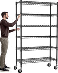Meet perfect 6-Tier Storage Shelves NSF Certified Wire Shelving Unit on Wheels Heavy Duty Metal Shelves Adjustable Steel Shelving 2100Lbs Capacity for Closet Pantry Basement- (18"x45"x82", Black)