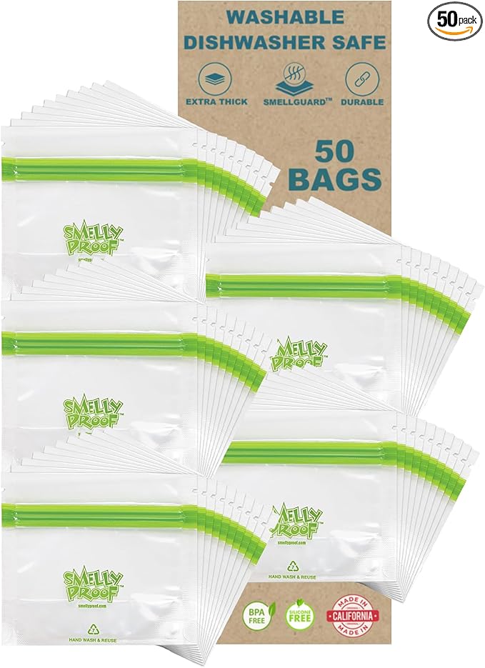 Smelly Proof 50 x Expandable Stand-Up & Fill REUSABLE Food Storage Bags, US Made, NO PEVA & BPA FREE, Reusable Freezer Bags, Dishwasher-Safe, Clear 3 mils STAND & FILL 4" x 3" - 50pk