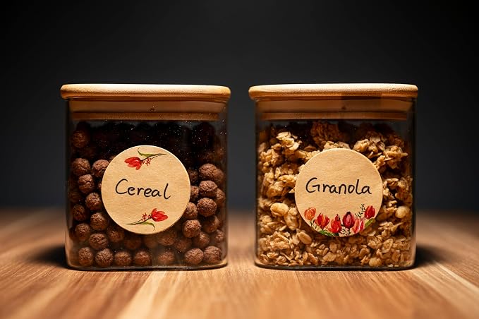 MONEST (500pc/Roll) 2" Stickers for Jars and Lids | Pantry, Mason Jar, Canning, Spice, and Bottle Labels (Red Tulip 2")