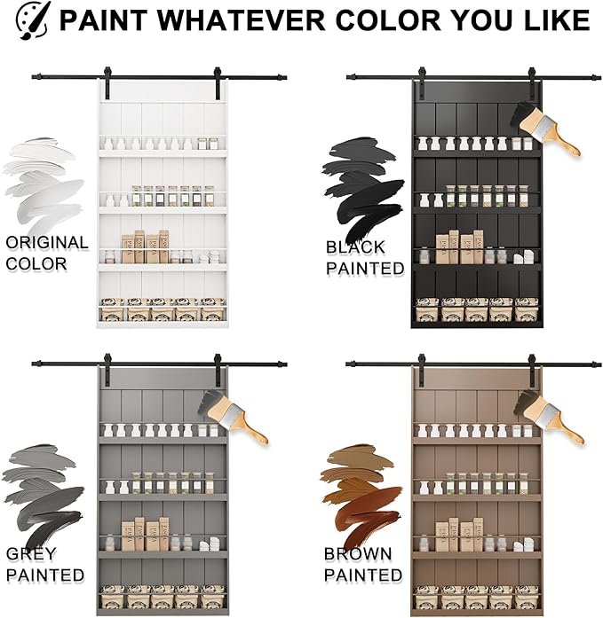 Sliding Barn Doors -Four Levels Bookshelf Style Design Installation Hardware Kit Included,30'' x 84''