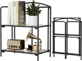 Crofy 2-Tier Foldable Bookshelf, Black Frame & Transparent Shelves | No-Assembly Collapsible Portable Storage Organizer; Sturdy Transparent Shelves; Ideal for Living Room & Home Office