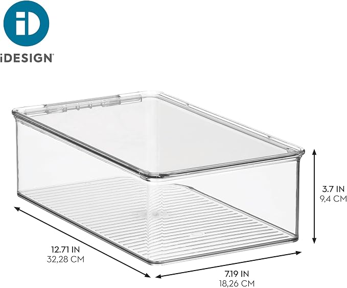 iDesign Stackable Plastic Shoe Box, Clear | Hinged-Lid, For Sneakers, Sandals, and Flats