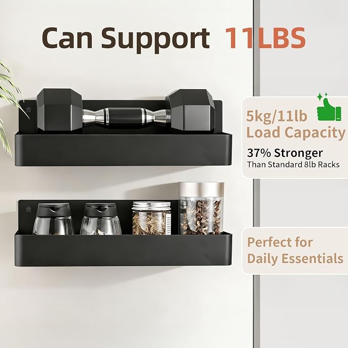 Magnetic Spice Rack for Refrigerator, Black, 2 Pack | Space Saving Storage Organizer, Rust Resistant Material, Strong Magnetic Design, Perfect for Small Kitchens