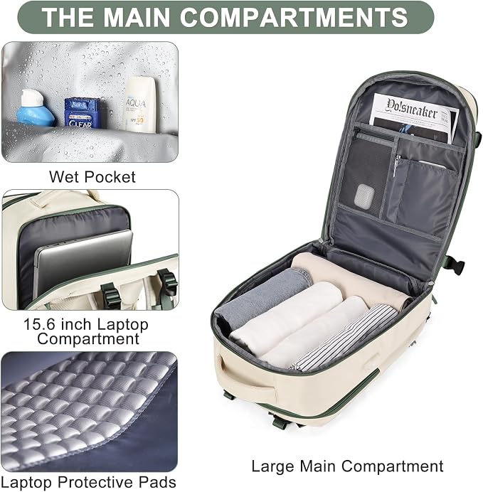 coofay Large Travel Backpack For Women Men Airline Approved Carry On Backpack Flight Approved Waterproof Sports Luggage Backpack Casual Daypack Hiking Backpack