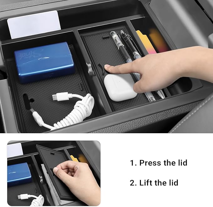 YOJOJOCO Center Console Organizer Compatible with Honda 2023-2025 2026 Pilot ＆ 2024-2026 Ridgeline ＆ 2024-2026 Passport Accessories Black ABS Plastic Material Armrest Hidden Secondary Storage Box