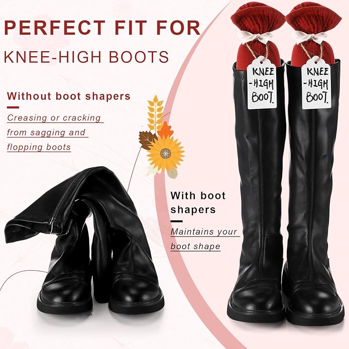 Maiteenly 2 Pairs Boot Shaper Stands with 8 Labels Cotton Tall Boot Inserts for Closet Organization