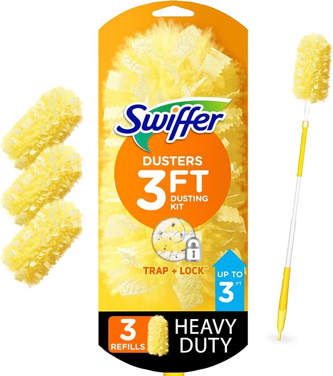 Swiffer 360 Dusters Extender Kit, 3 Unscented Dusters With Extendable handle (Packaging May Vary)
