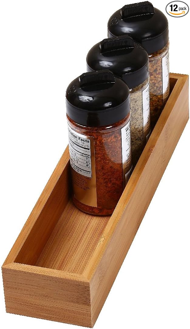 YBM HOME Pack of 12 Kitchen Drawer Organizer Storage Box Made of Bamboo, 3x9x2 Inch 322