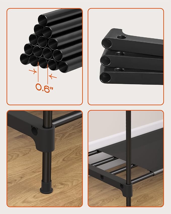 CASAMAYA Clothes Rack, Portable Closet, 71.7 Inch Large Capacity Wardrobe Closet, Clothes Storage Organizer with Shelves and 3 Hanging Rods, Easy to Assembly, Black PCT035B01