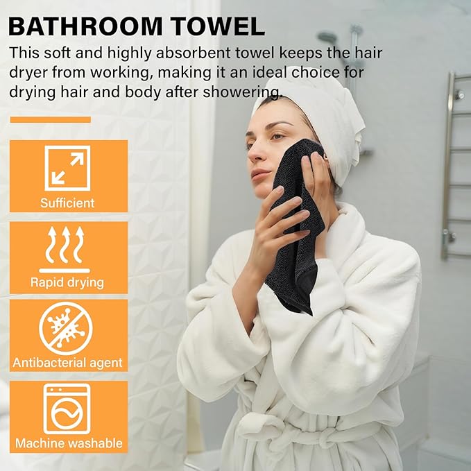 Longzhuo 3 Pack Microfiber Bath Towels, 15.7 x 23.6 Inches Microfiber Cleaning Cloth Towel Super Absorbent Microfiber Bath Towels, Streak Free Glass Window Car Mirror Bathroom, Perfect for Daily Use