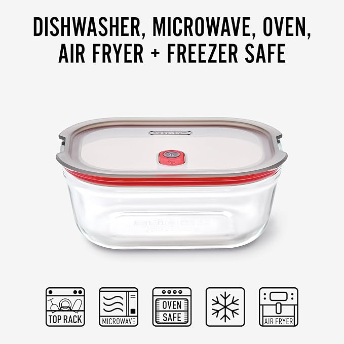 BLACK + BLUM Stack + Nest Glass Food Storage Container Set | Mix Set 4 Pack | Meal Prep Boxes with Airtight & Leak-Proof Lids. Borosilicate Glass, Oven, Air-Fryer, Microwave, Freezer & Dishwasher Safe
