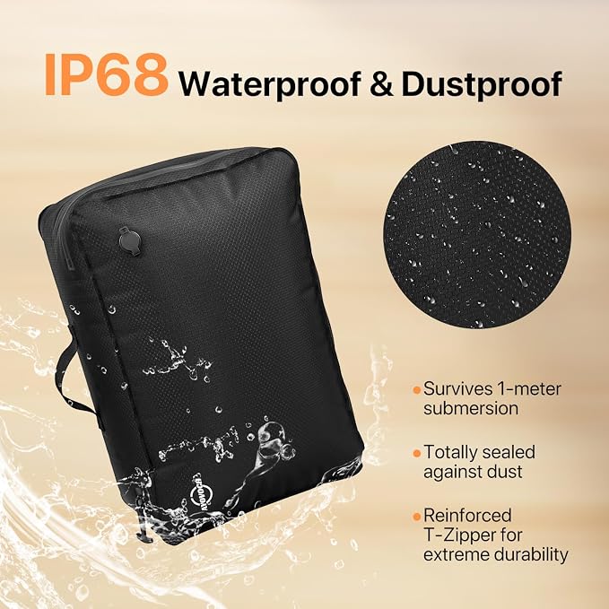 Vacuum Travel Bag for Luggage with Wireless Pump 35L, 180° Open Zipper, IP68 Waterproof, Reusable Compression Bags for travel to Save Space, Fits 20-28in Suitcase, Backpack, Cloth (2PC + Pump) | 35L, Wireless Pump, 180° Open Zipper, IP68 Waterproof, Re...